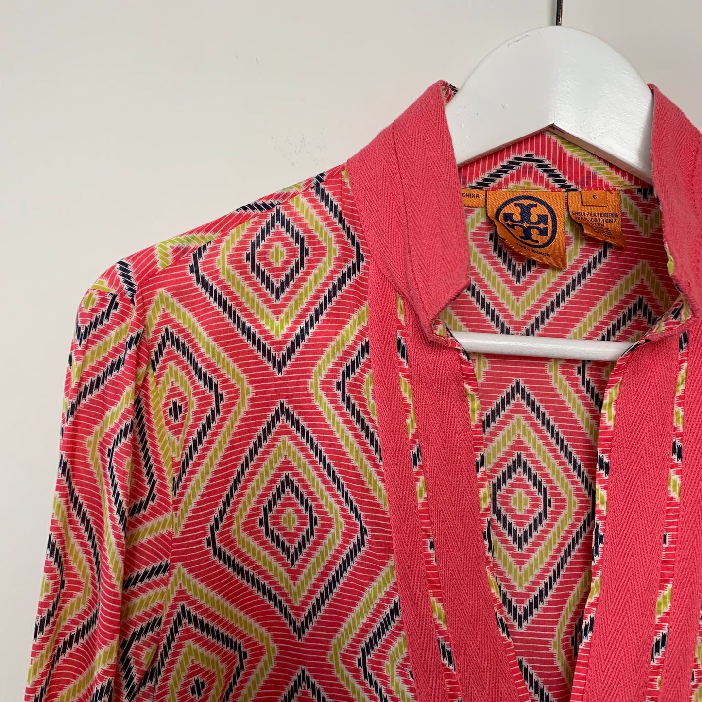 Tory Burch Pink Tunic Top Long Sleeve 6 Cotton