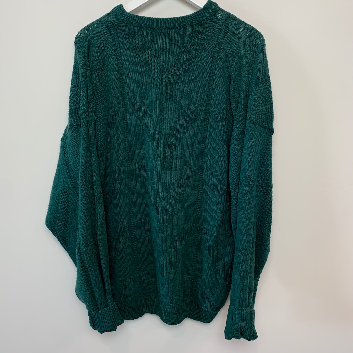 80s Jantzen Sport Chunky Knit Sweater Forest Green XL