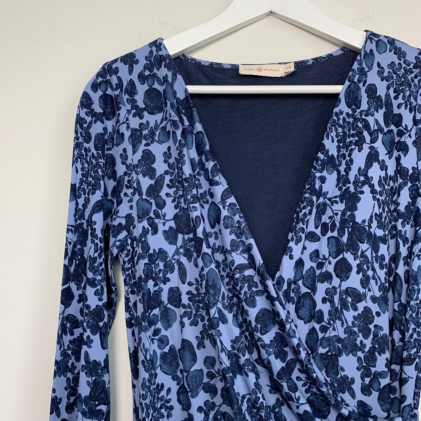Tory Burch Michele Wrap Dress Size Medium Blue Floral