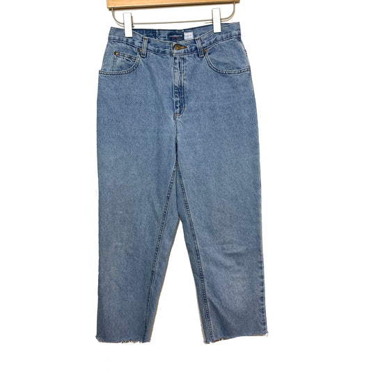 Vintage 90s Liz Claiborne High Rise Straight Leg Jeans Denim Cropped Raw Hem 8