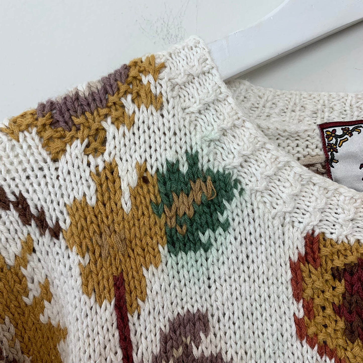 Vintage 90s Tiara Chunky Knit Sweater Earth Tones Large