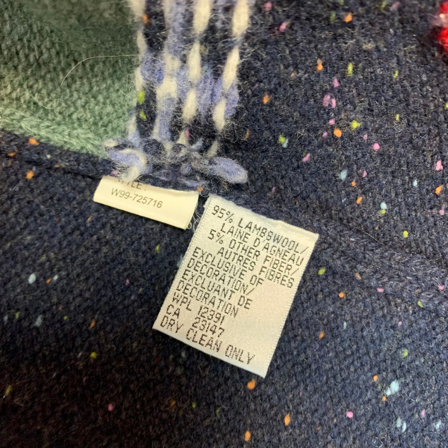 Vintage 90s Talbots Patchwork Christmas Winter Wool Cardigan Sweater Small Petite