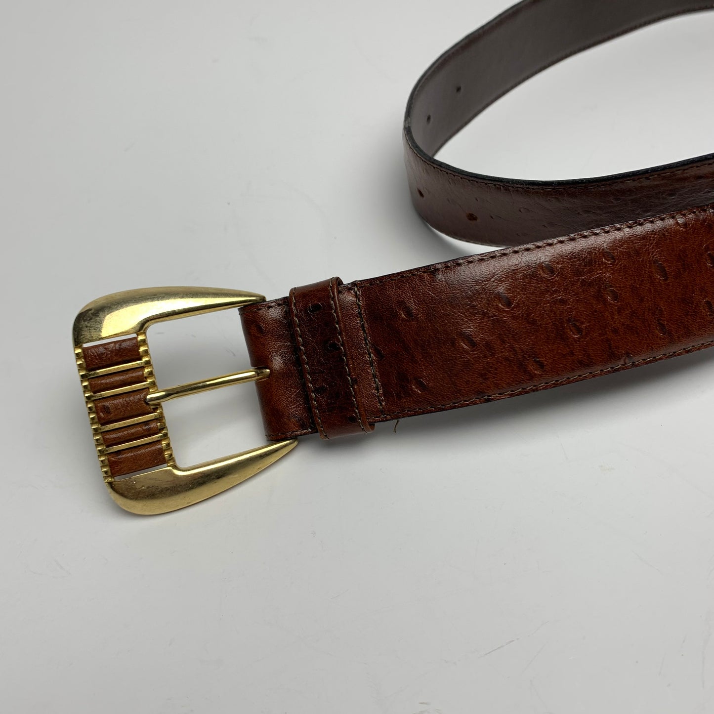 Vintage 90s Lemie Leather Belt with Gold Buckle Mock Croc Leather Made in Italy