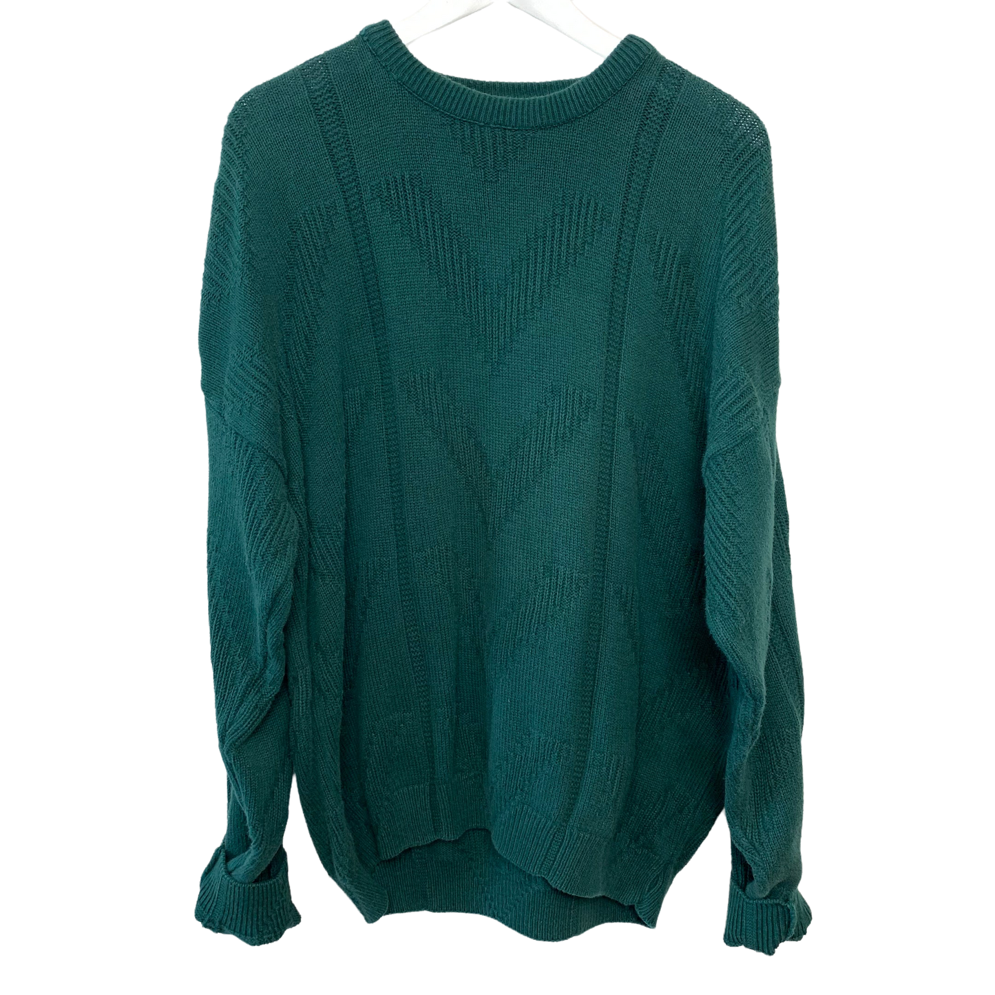 80s Jantzen Sport Chunky Knit Sweater Forest Green XL