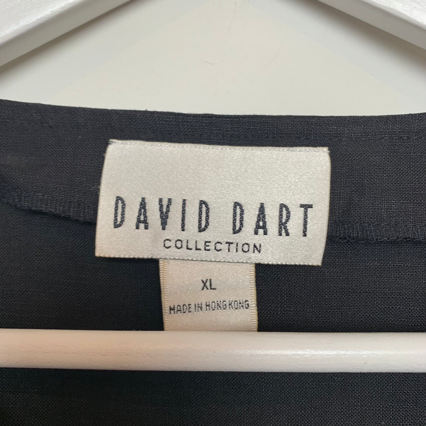 Vintage David Dart Black Linen Button Down Blouse Long Sleeve XL