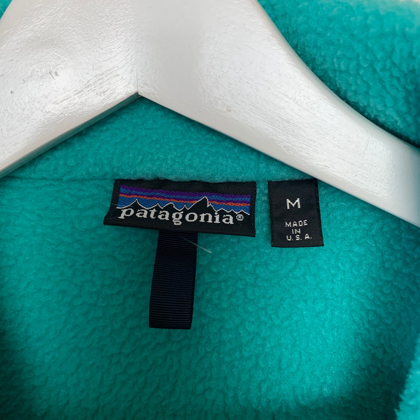Vintage 80s Patagonia Fleece Half Zip Pullover Teal and Pink Made in the USA Medium