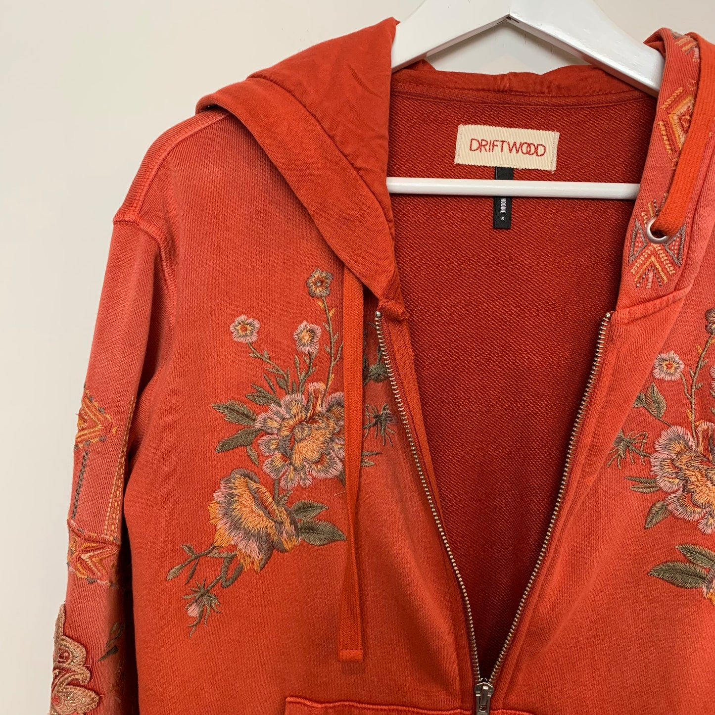 DRIFTWOOD Teddy Hoodie Embroidered Zipper Jacket Small