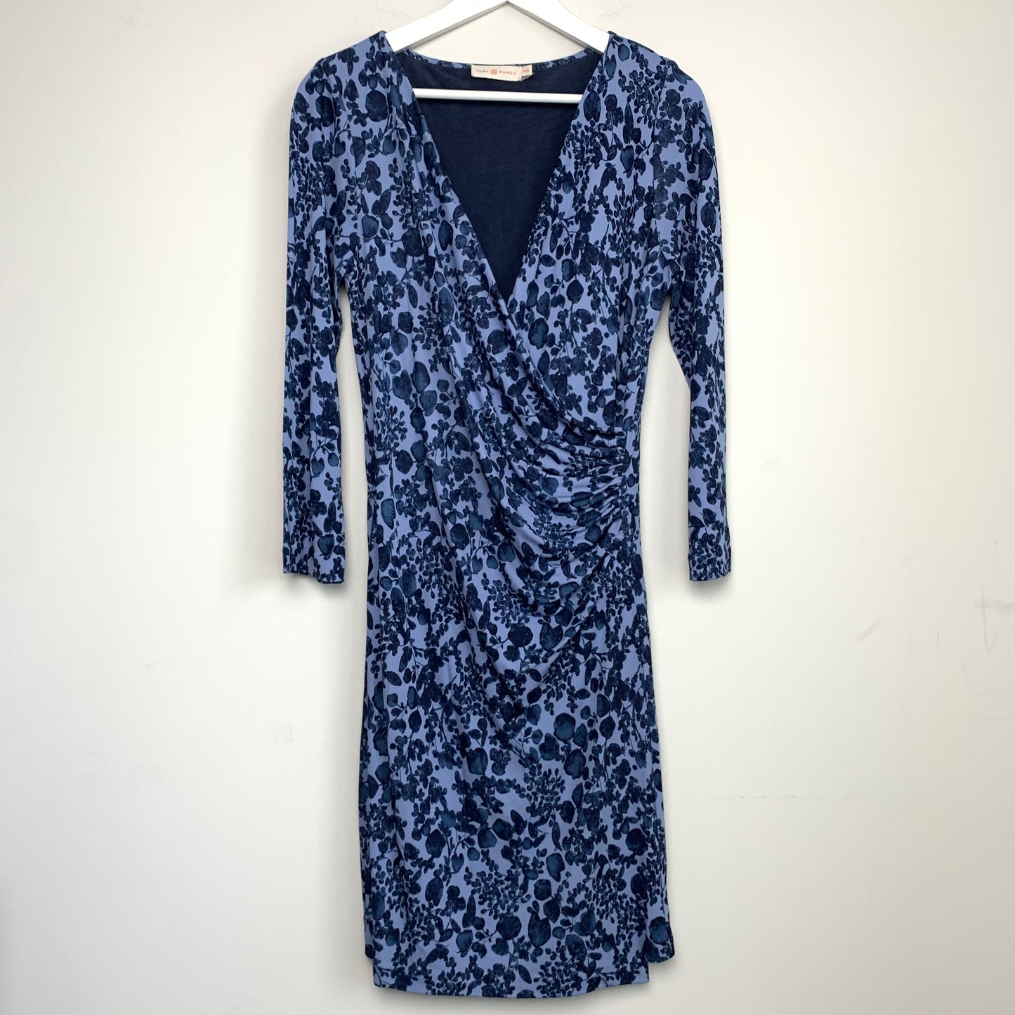 Tory Burch Michele Wrap Dress Size Medium Blue Floral