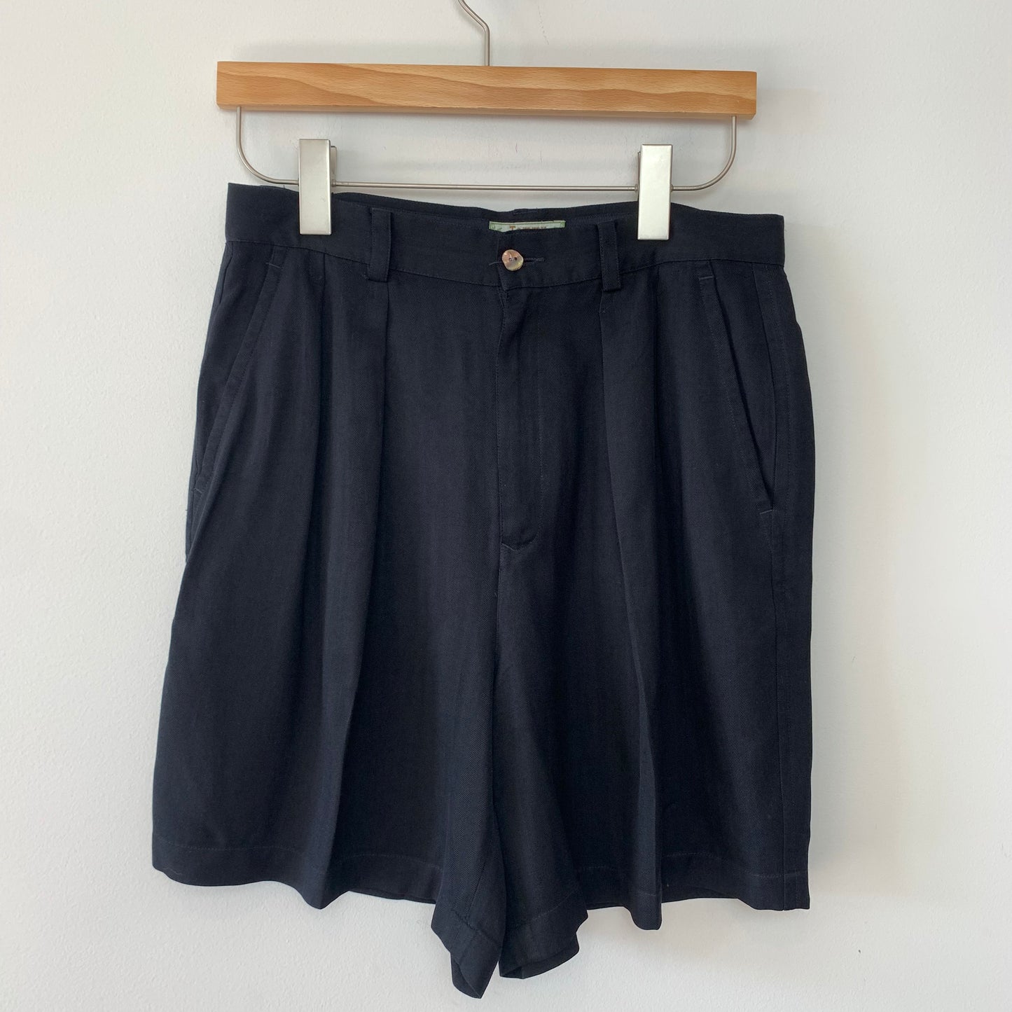 Tommy Bahama Black Silk Trouser Shorts Long Length 10