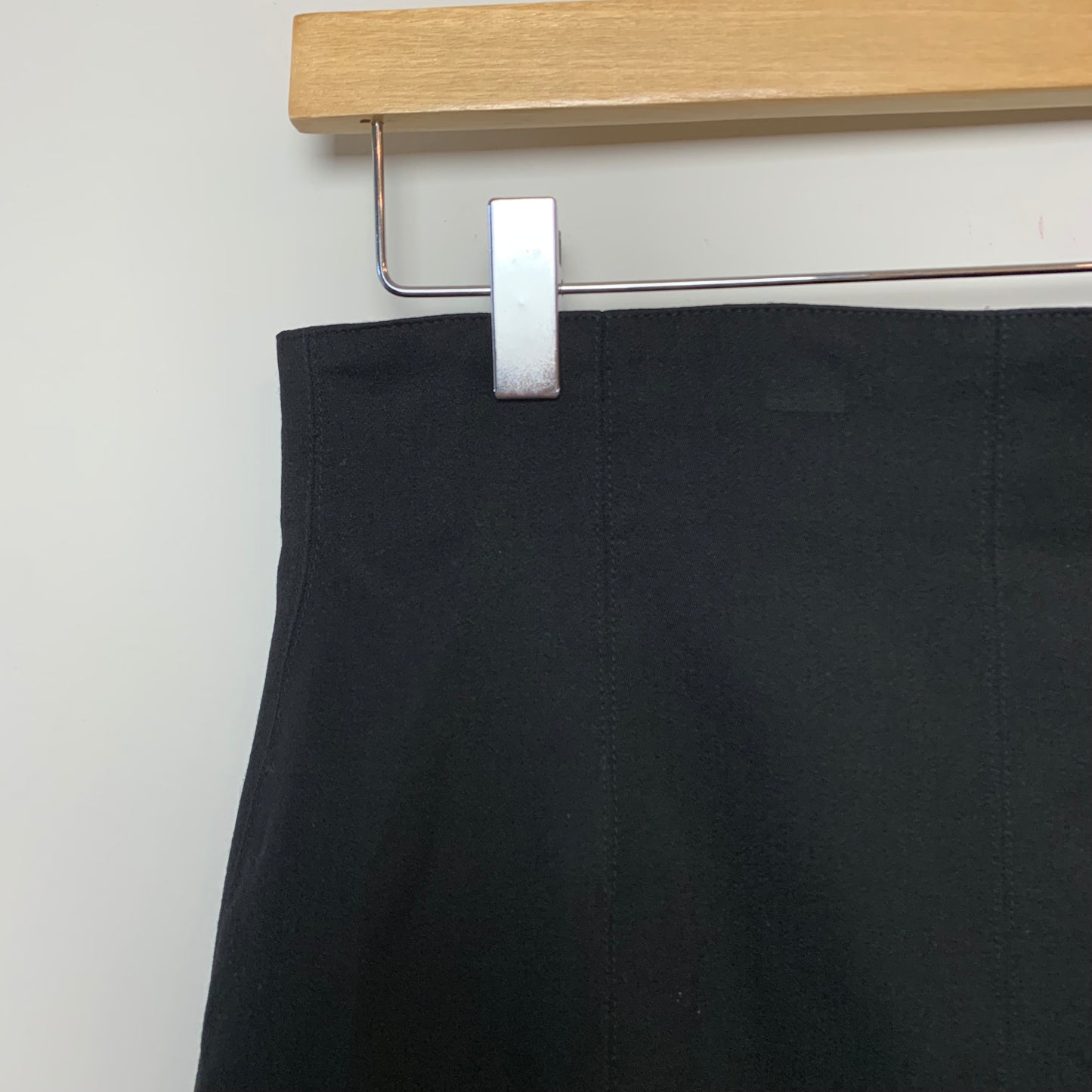 Vintage 90s Escada Wool Exclamation Point Black Red Pencil Skirt 40