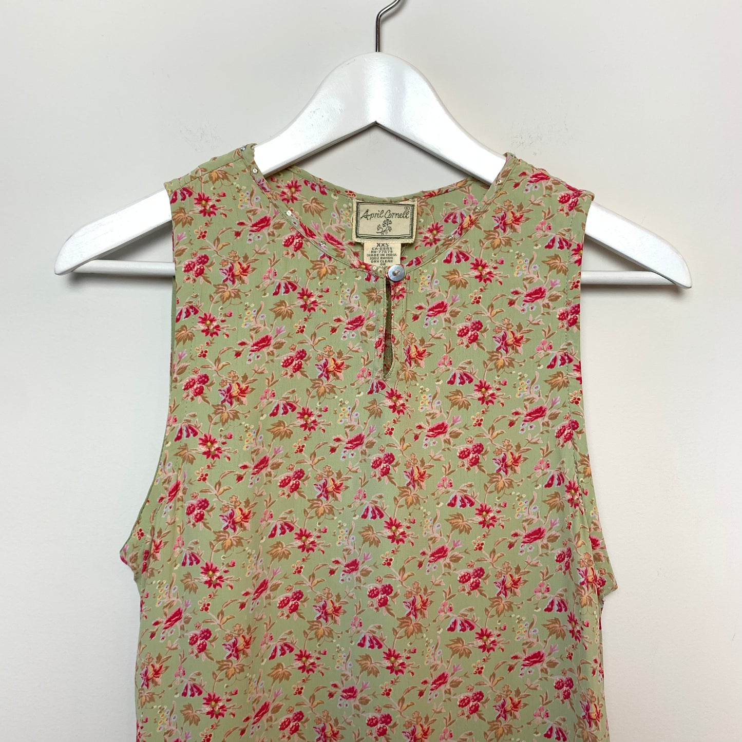 Vintage 90s April Cornell Floral Midi Dress XXS