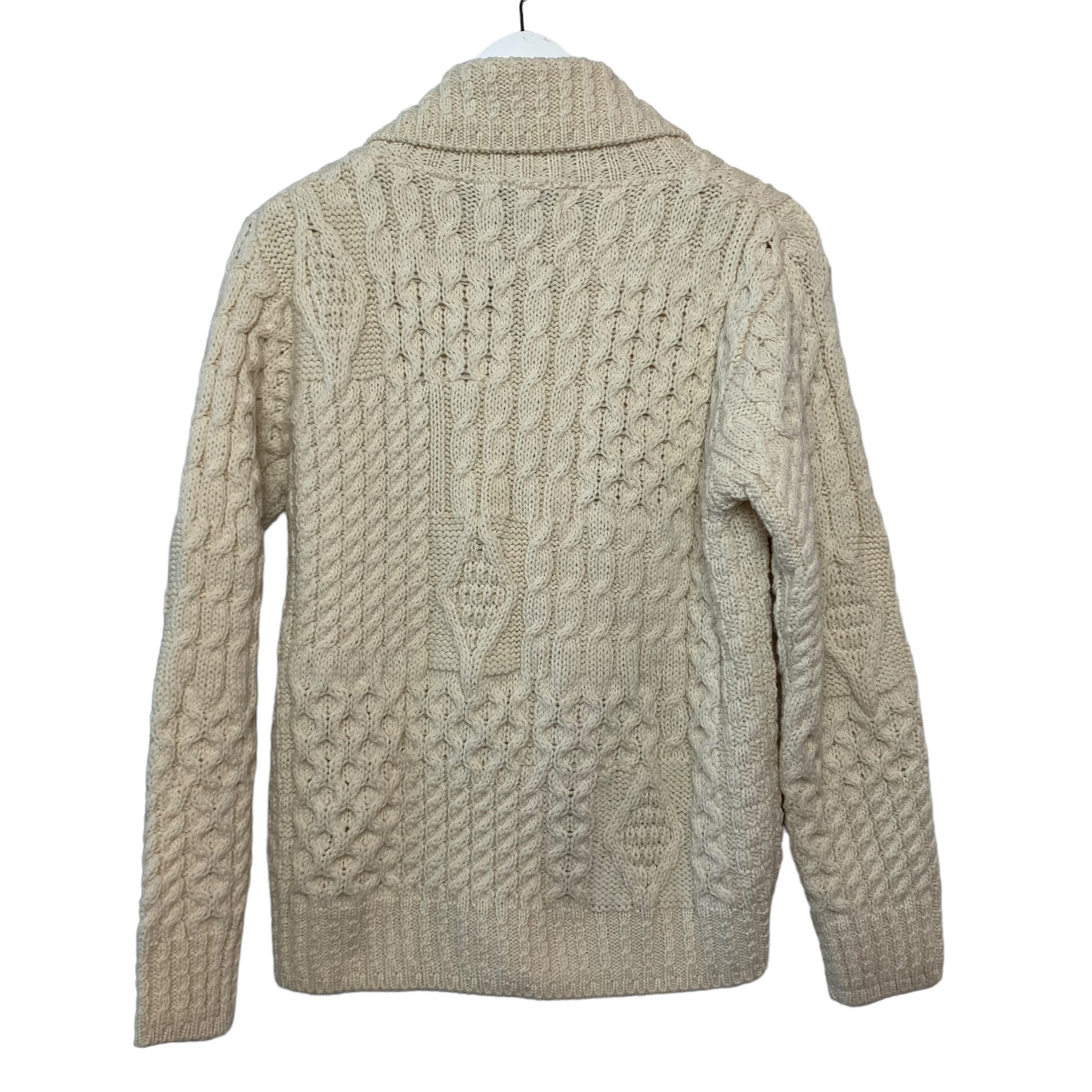 Aran Crafts Irish Merino Wool Cream Chunky Knit Cardigan Small