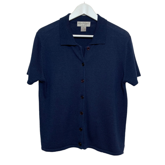 Vintage Kim Rogers Knit Sweater Polo Cardigan with a Collar Medium Petite