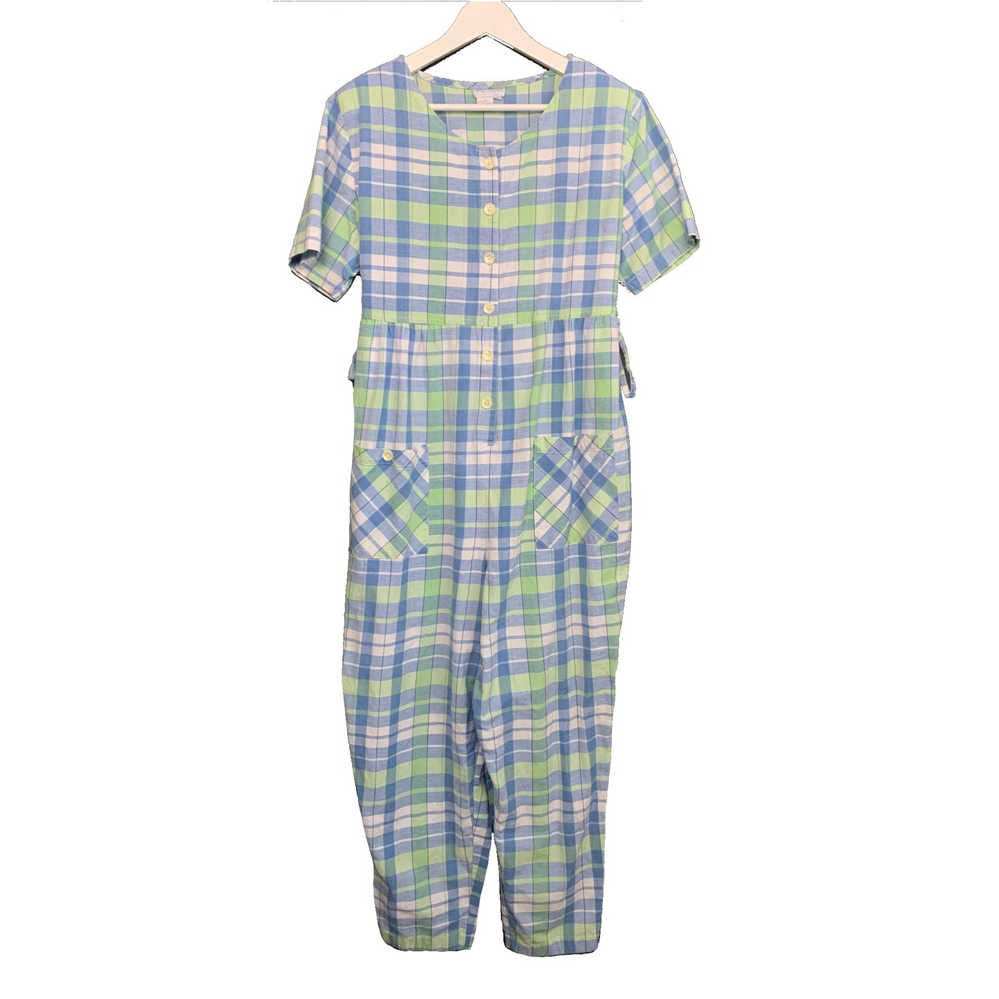Vintage 90s Meg Lauren Plaid Cotton Jumpsuit Large