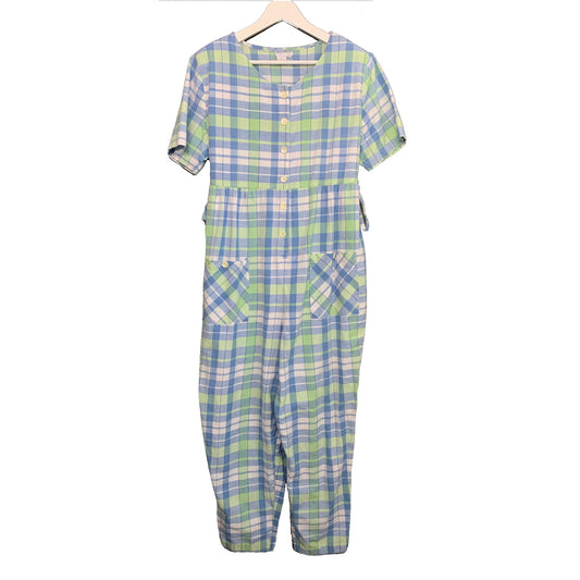 Vintage 90s Meg Lauren Plaid Cotton Jumpsuit Large
