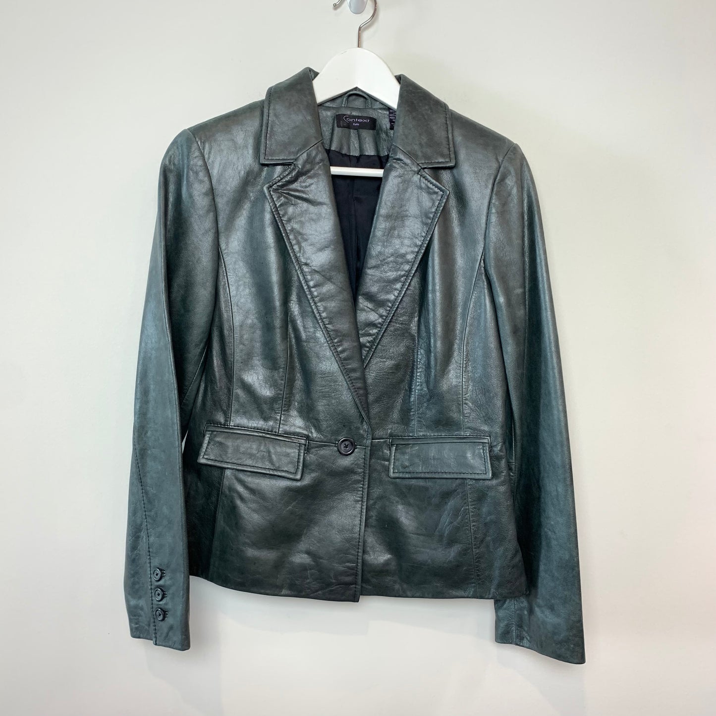 Y2K Context Leather Blazer Jacket 10 Petite
