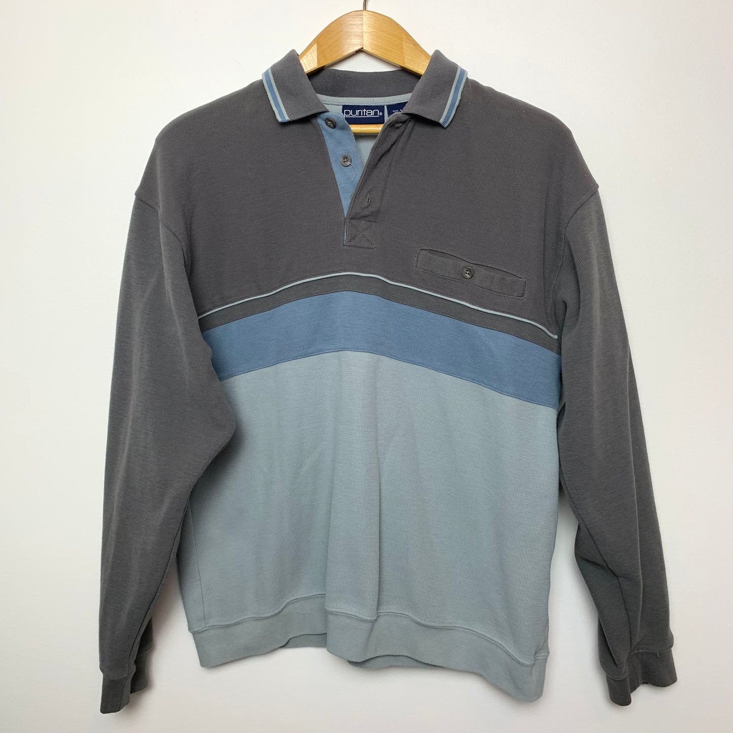 90s Puritan Polo Sweatshirt Pullover Large