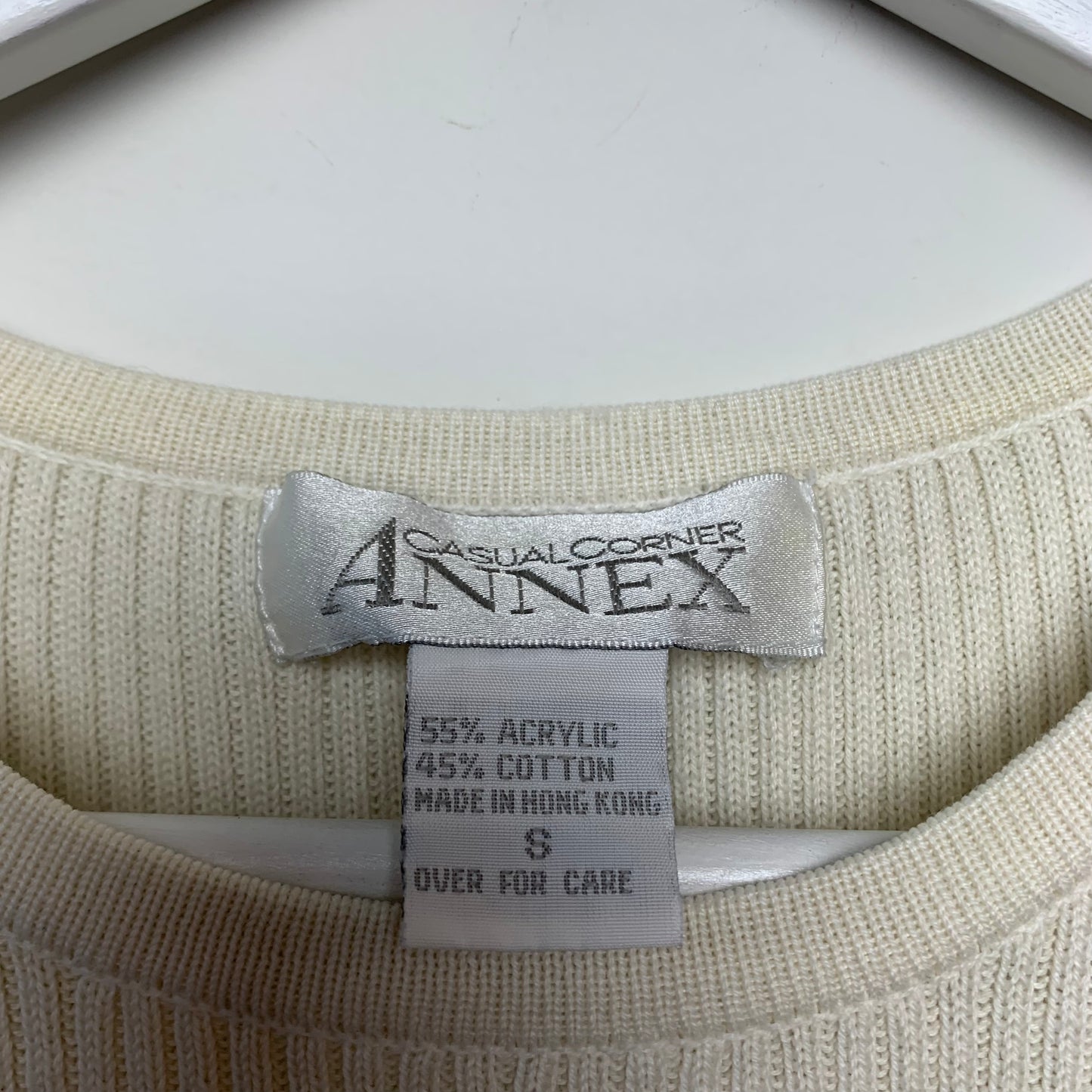Vintage 90s Casual Corner Neutral Ribbed Baby Tee Small