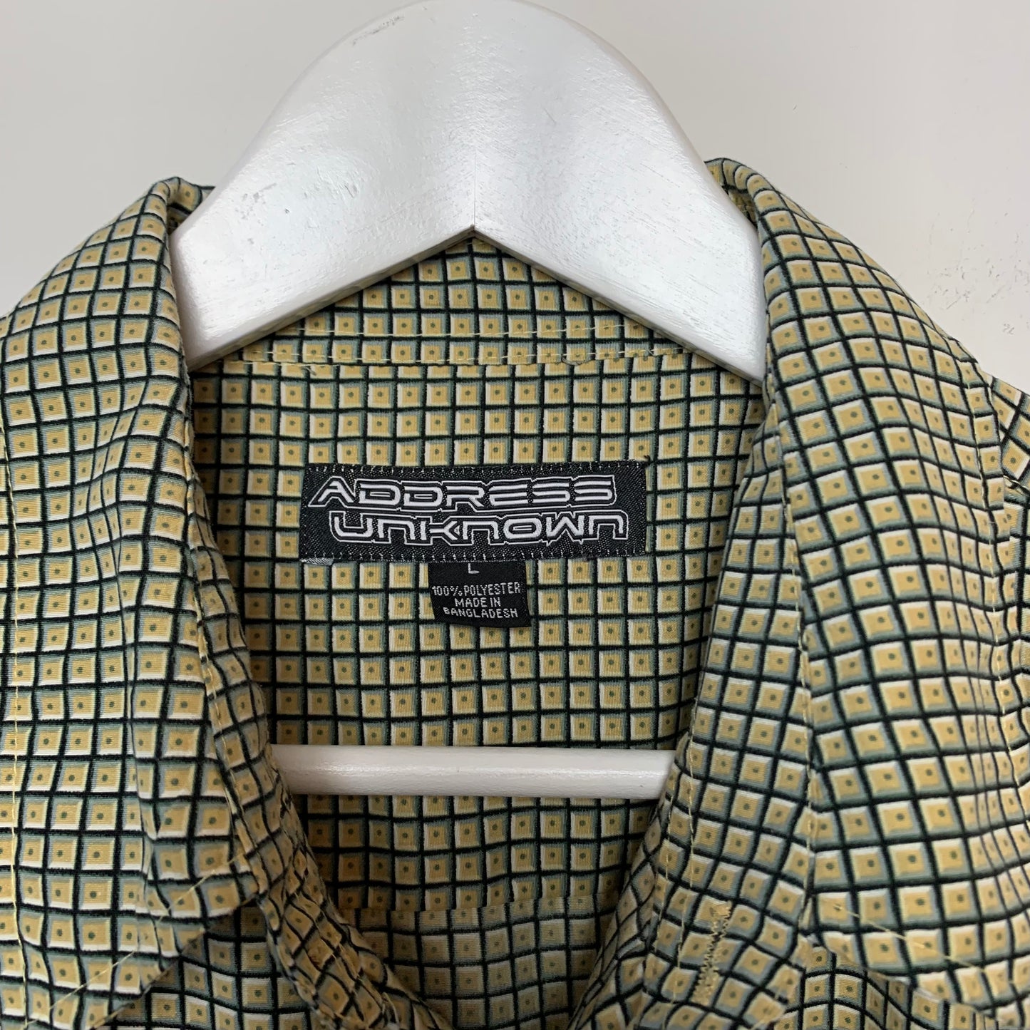 Vintage 90s Address Unknown Short Sleeve Button Down Shirt Geometric Large