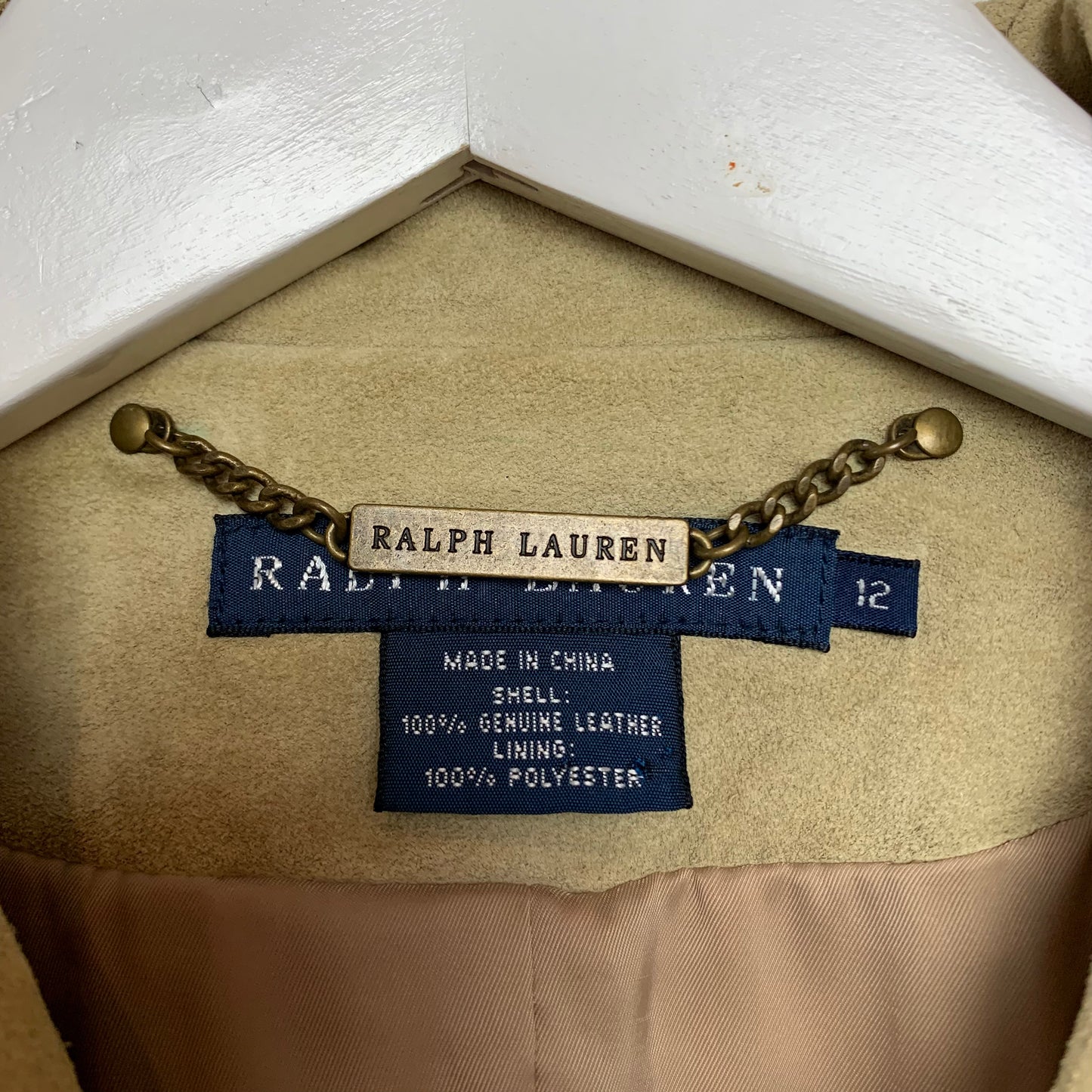 Ralph Lauren Blue Label Tan Suede Leather Blazer Jacket 12