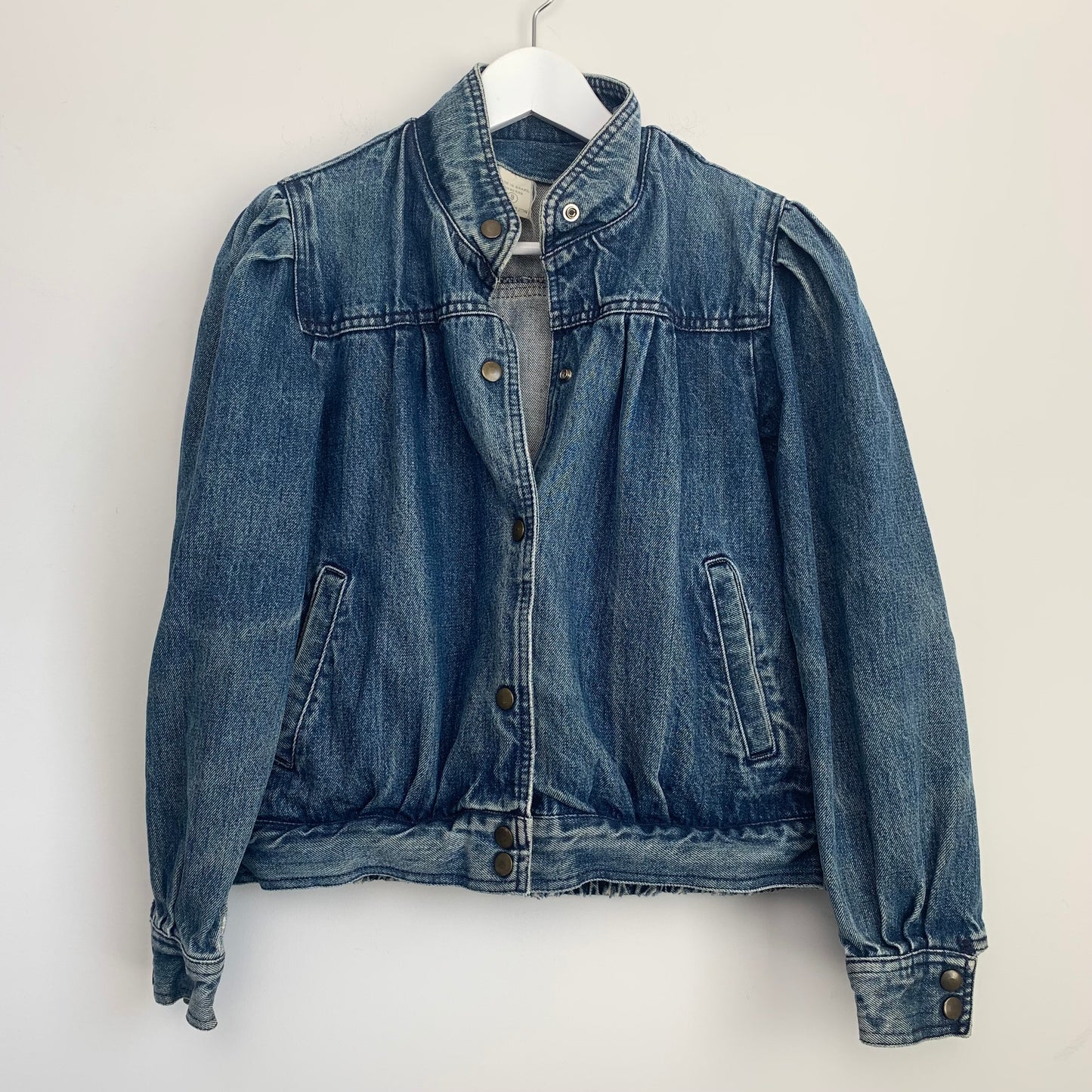 80s Denim Jacket Jean Bomber Coat Cotton Medium