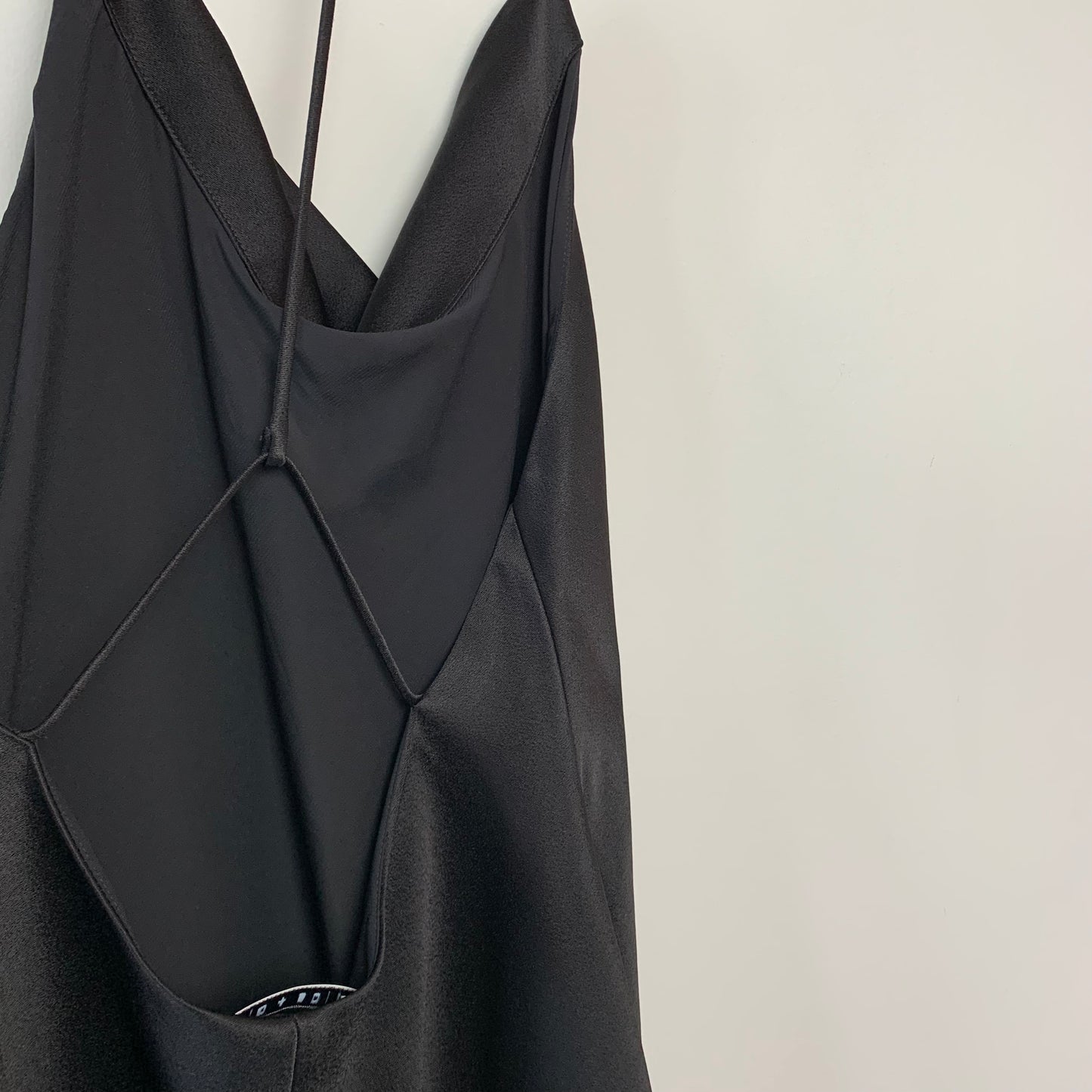 Alice + Olivia Dabney Black Draped Back Mini Dress Cowl Neck Slip Dress