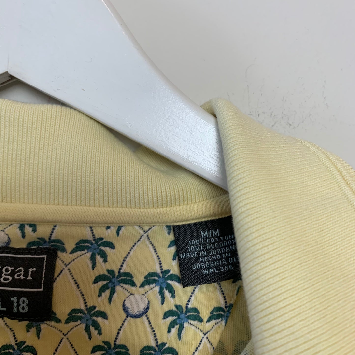 Haggar Polo Golf and Palm Tree Print Yellow Medium