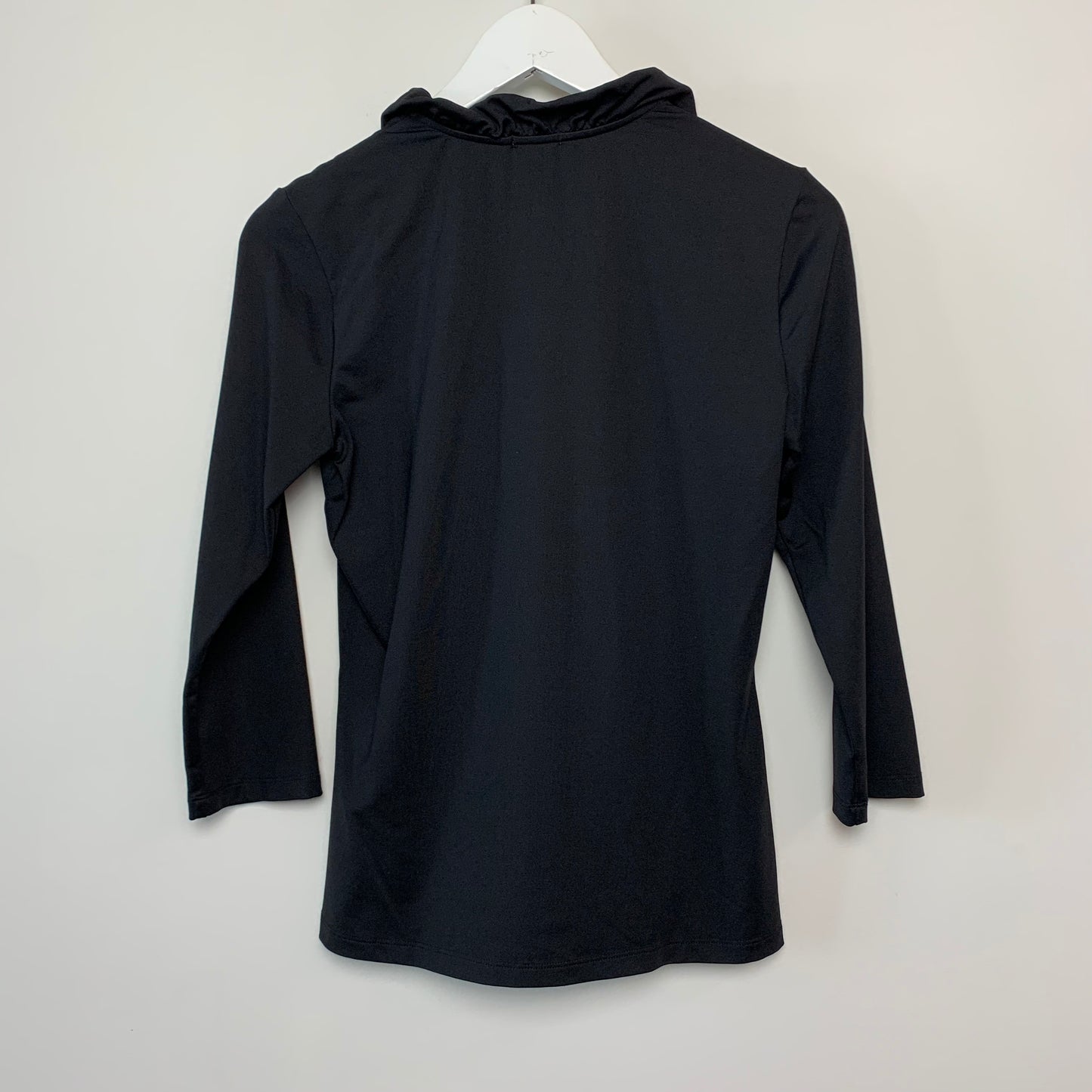J. McLaughlin Durham Ruffle Top Black Catalina Cloth Small