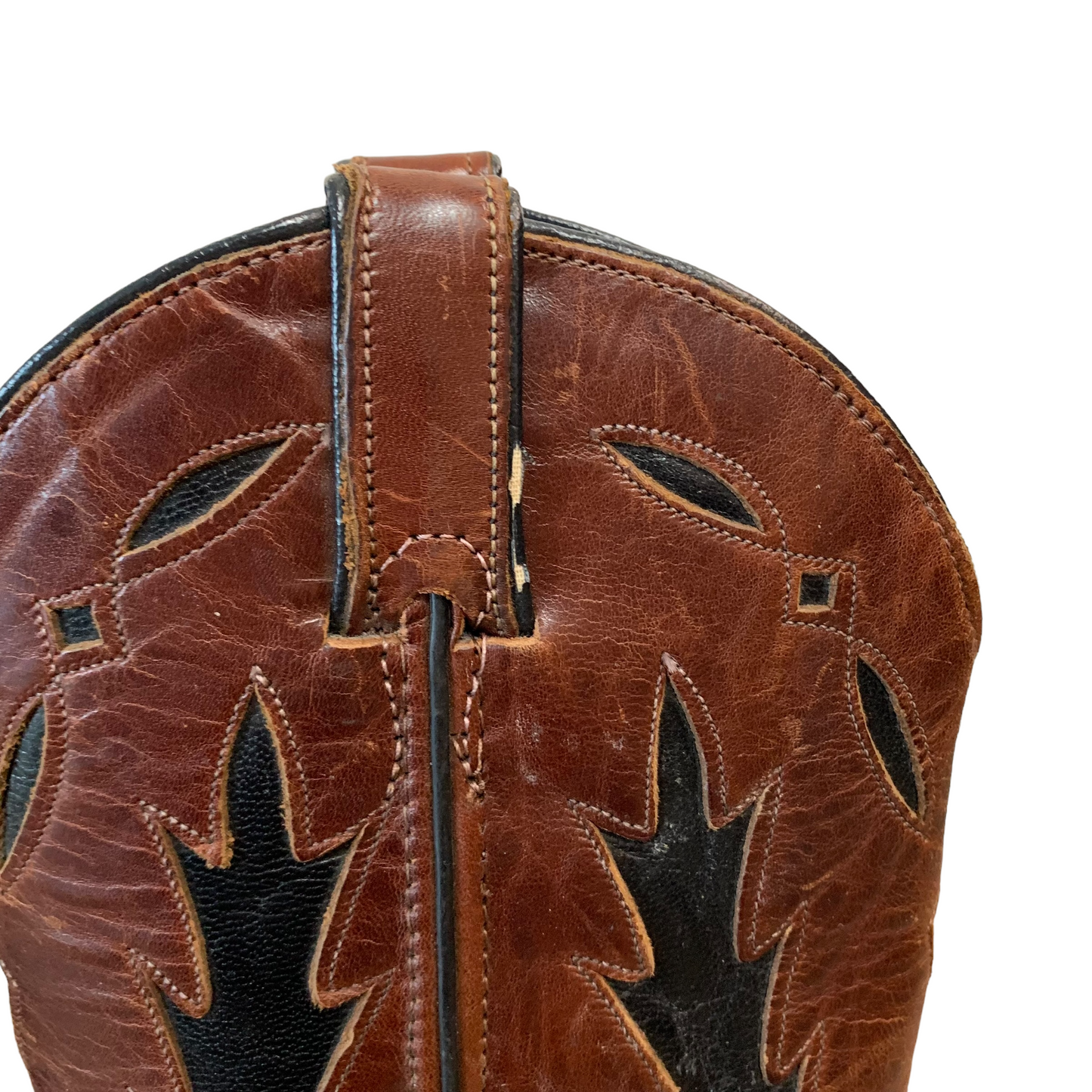 Vintage Code West Brown and Black Leather Cowboy Boots Western Made in the USA 7