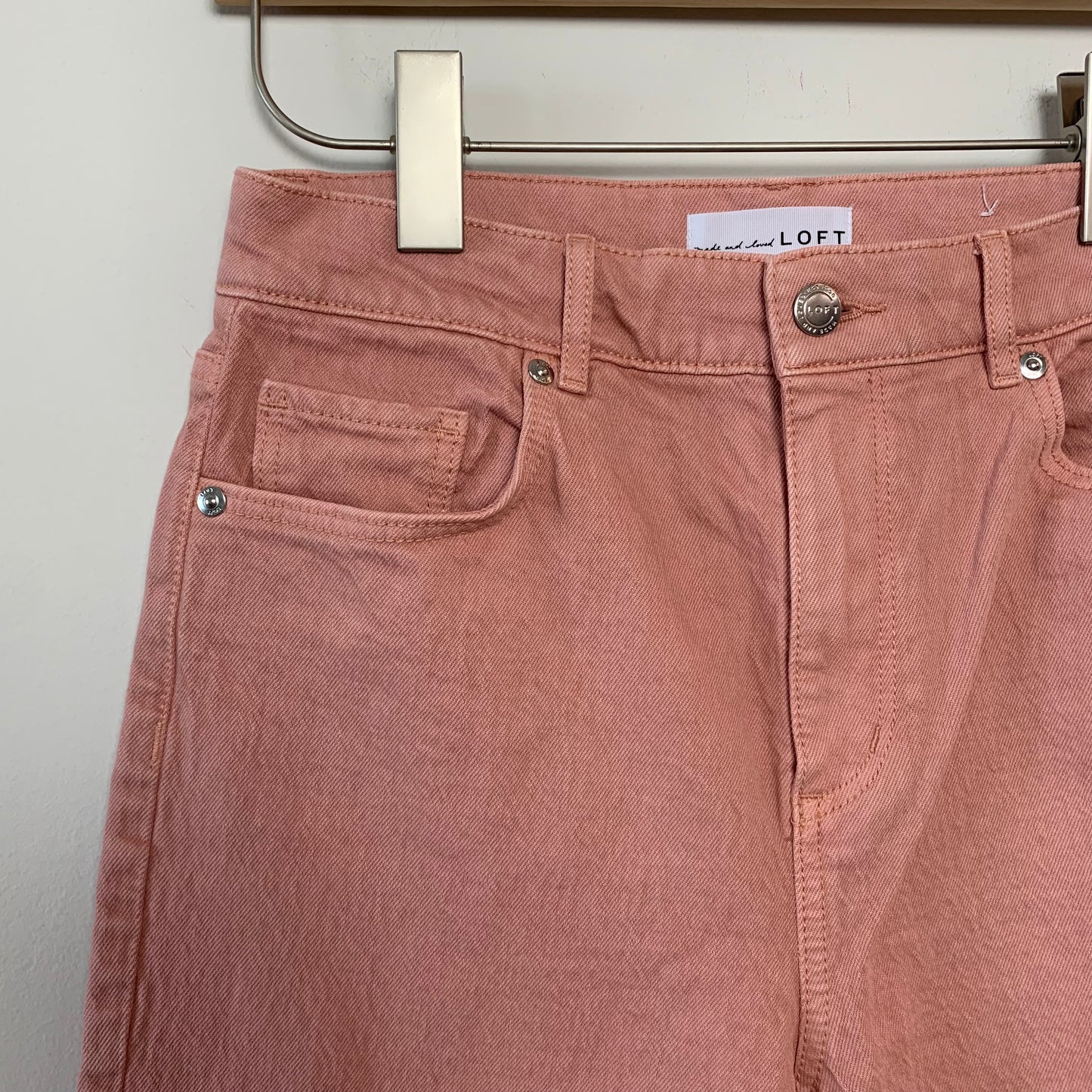 Loft High Waist Straight Crop Pink Denim Pants 2