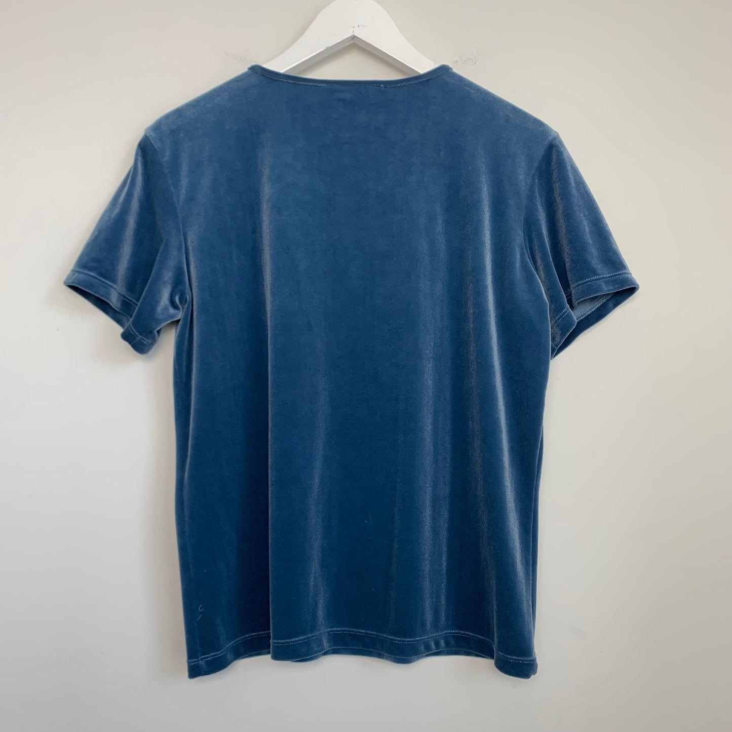 90s Talbots Velvet Velour Blue Short Sleeve Shirt Small Made in the USA