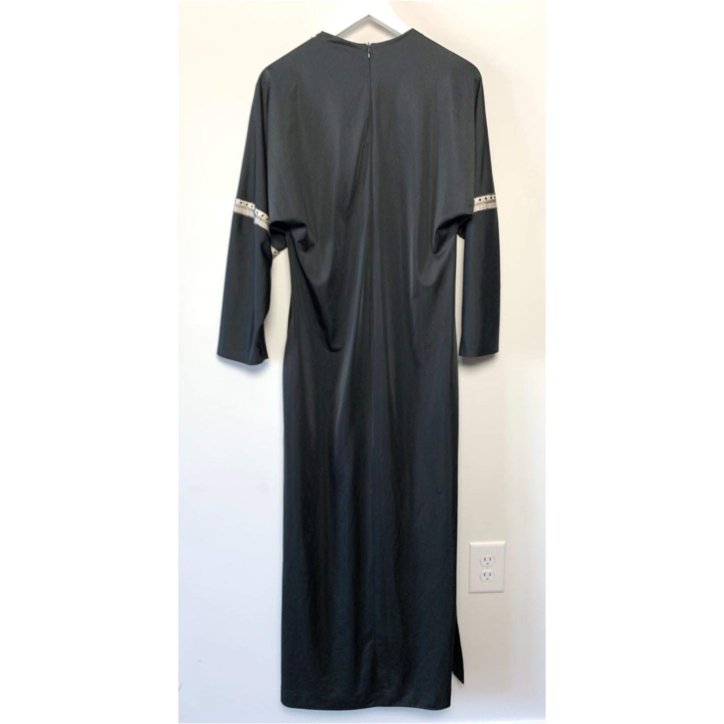 1970s Vanity Fair Black Kaftan Dress Maxi Made in the USA Small Caftan