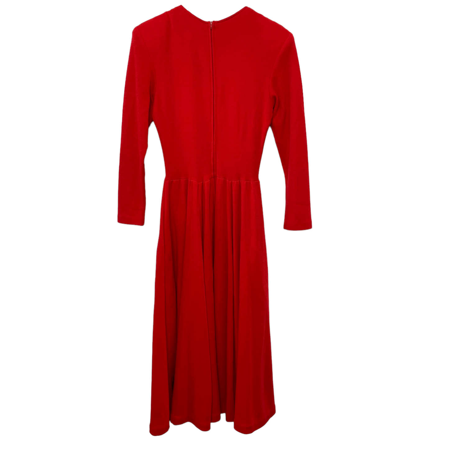 Vintage 90s Expo Red Midi Dress Long Sleeve Wool Blend 8