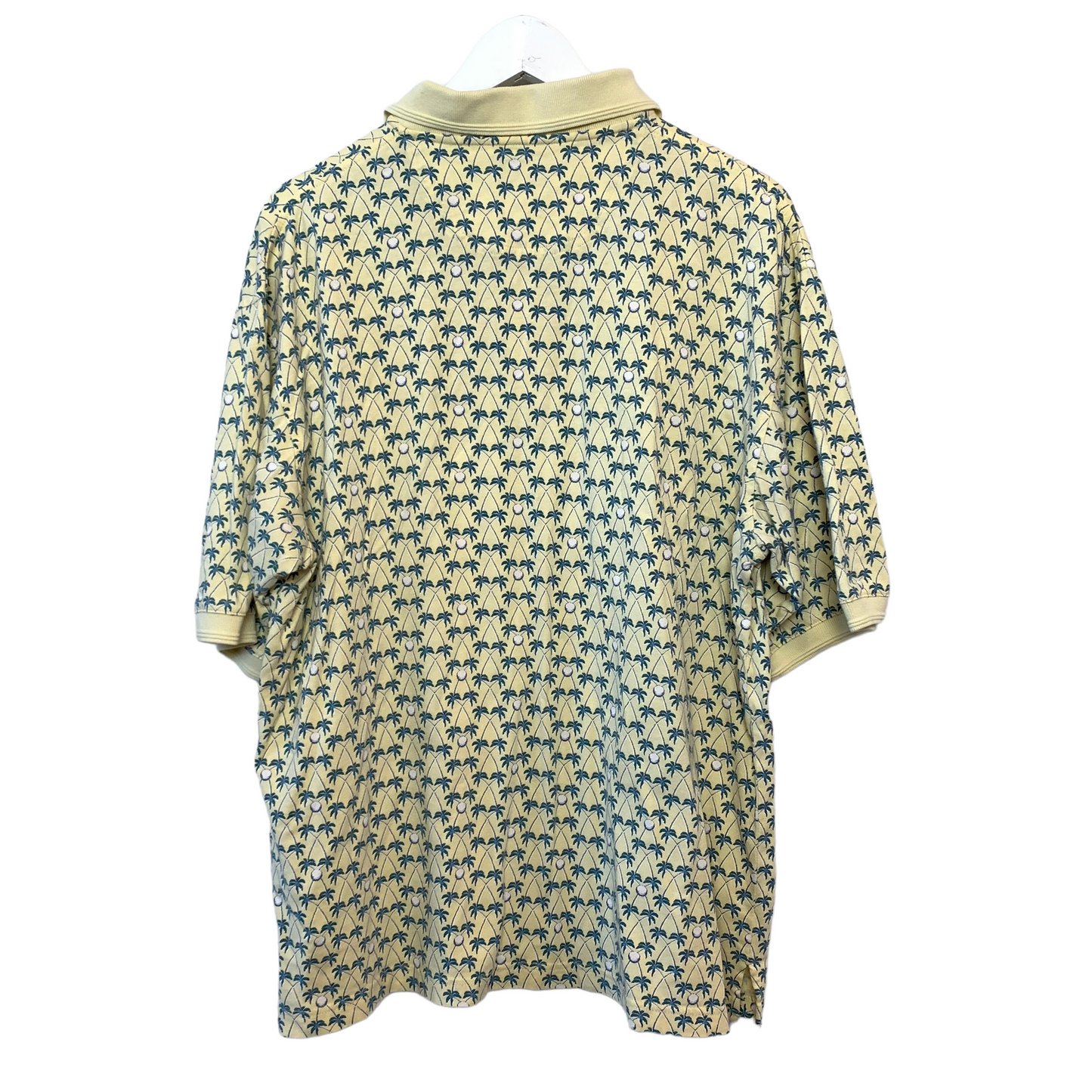 Haggar Polo Golf and Palm Tree Print Yellow Medium