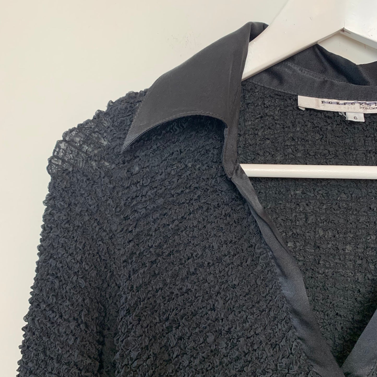 Y2K Rezrekshn Black Scrunchie Polo Shirt Silk 6