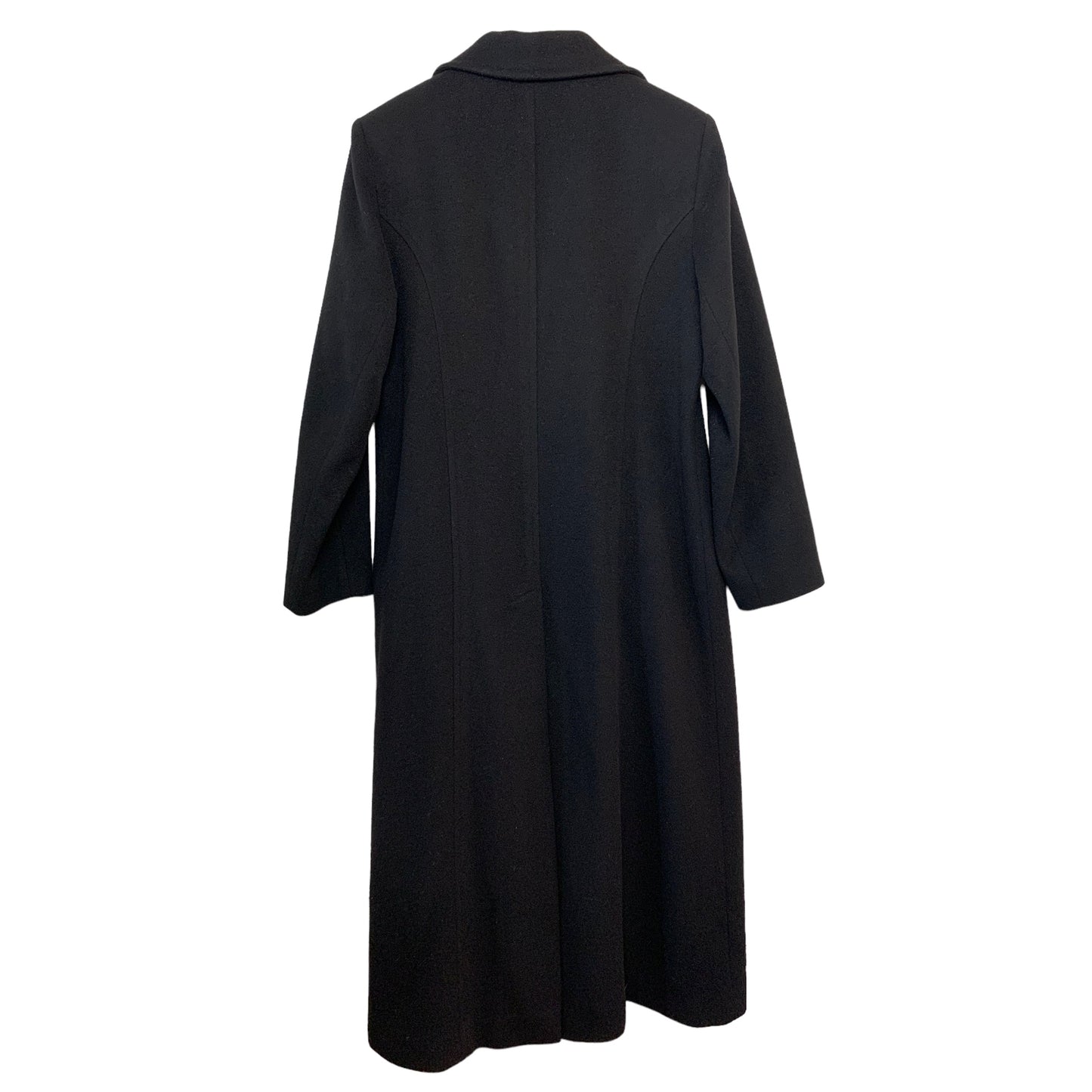Vintage 80s Albert Nipon Long Coat Black Cashmere Wool 8 Petite