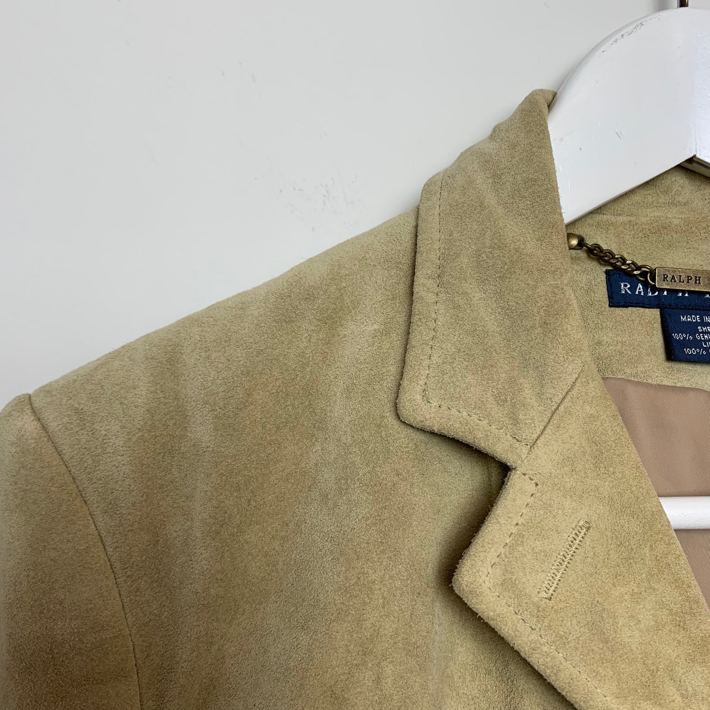 Ralph Lauren Blue Label Tan Suede Leather Blazer Jacket 12