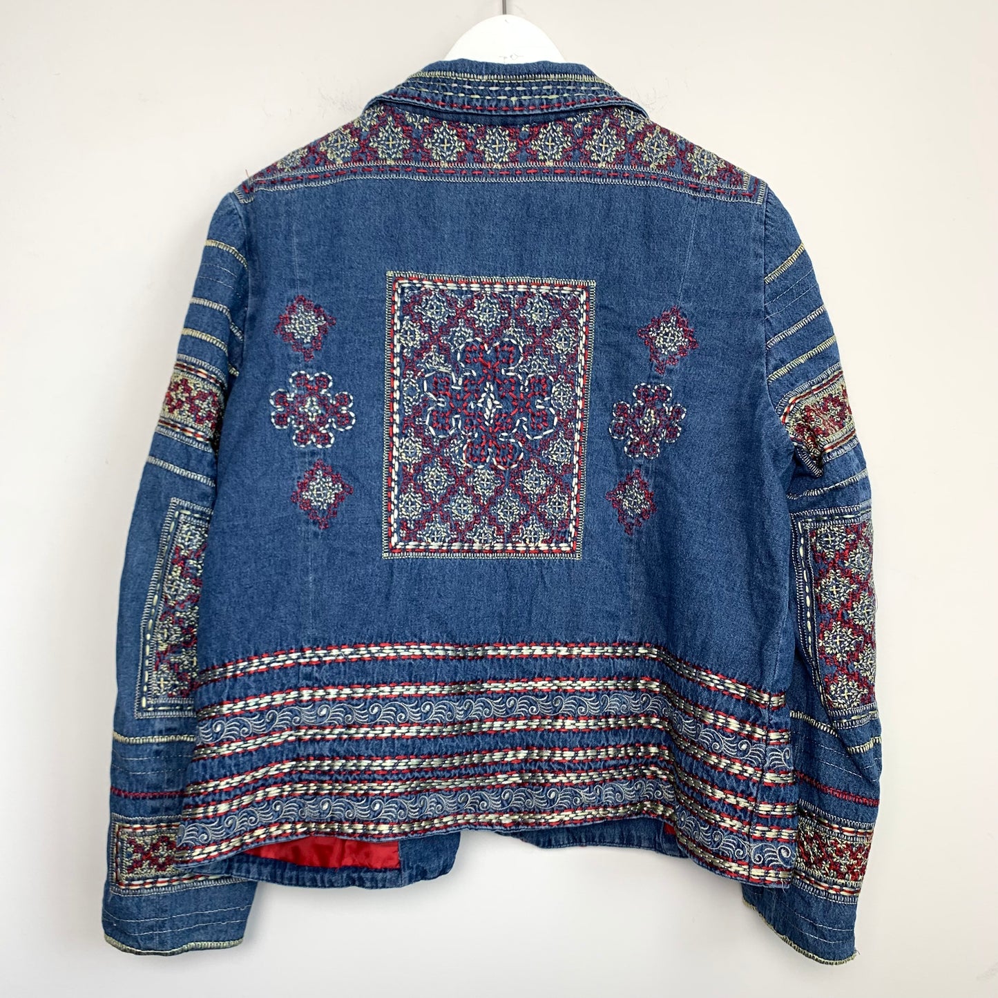 90s Coldwater Creek Denim Embroidered Blazer Jacket Large Petite