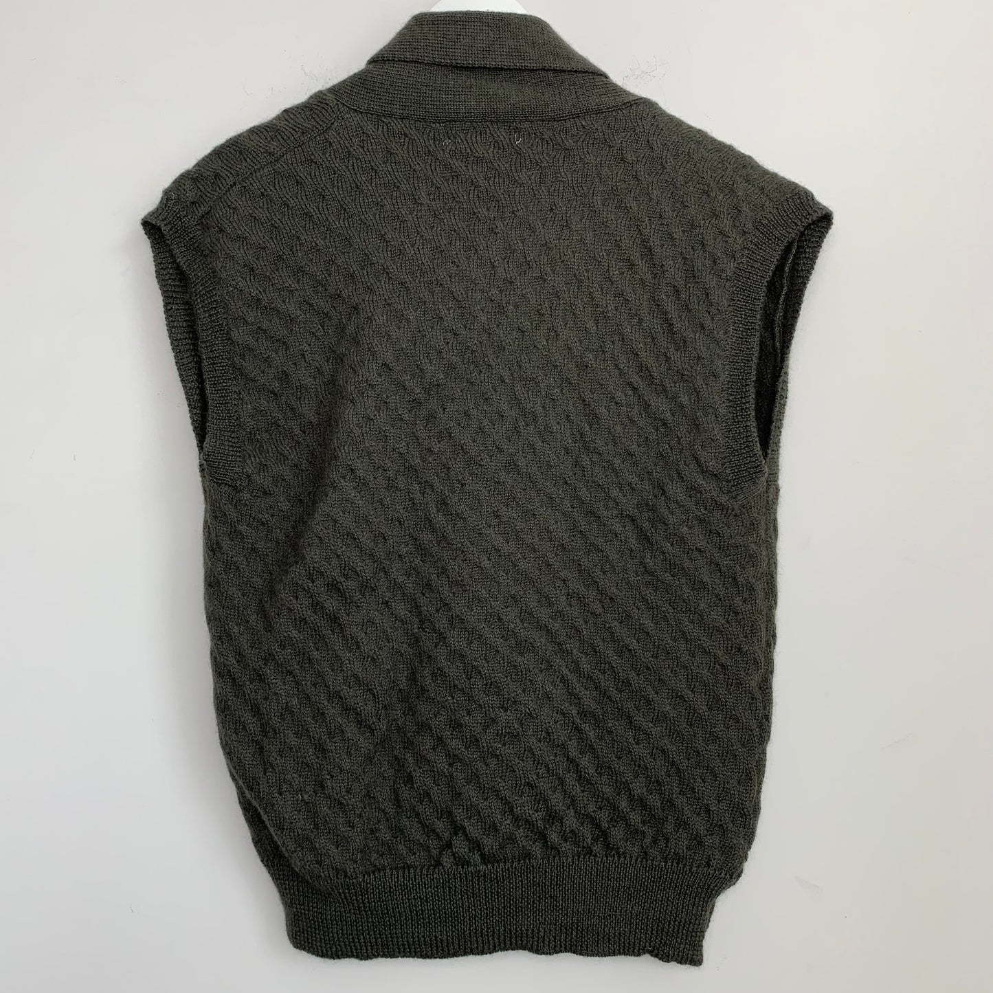 80s The Villager Wool Sweater Vest Double Breasted Wool Medium Olive Green