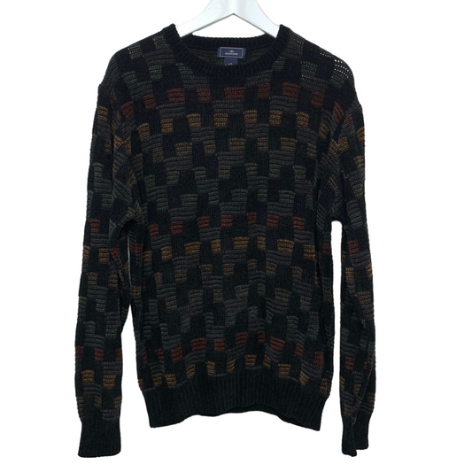 Vintage 90s Dockers Chenille Sweater Checkered Knit Crewneck Large