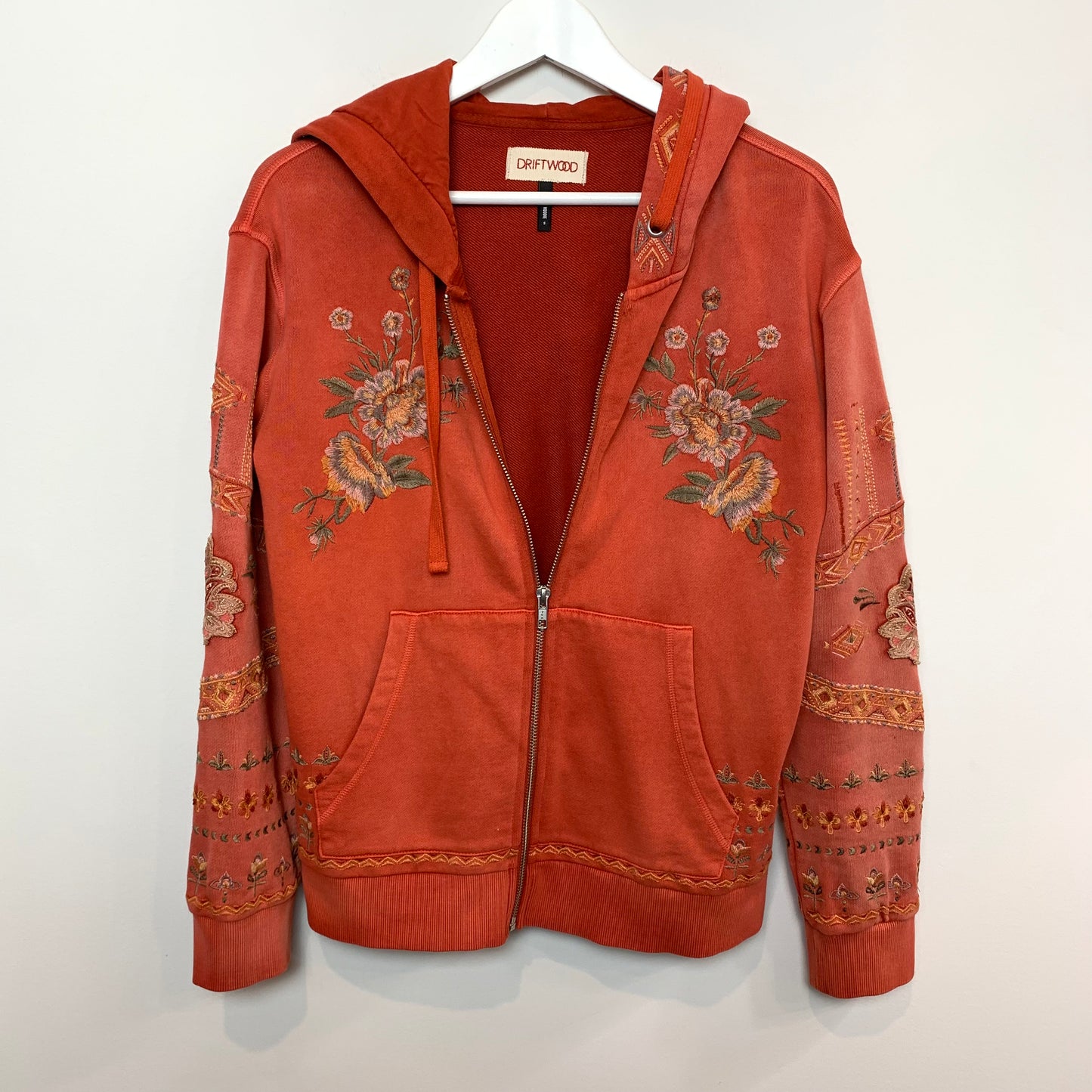 DRIFTWOOD Teddy Hoodie Embroidered Zipper Jacket Small