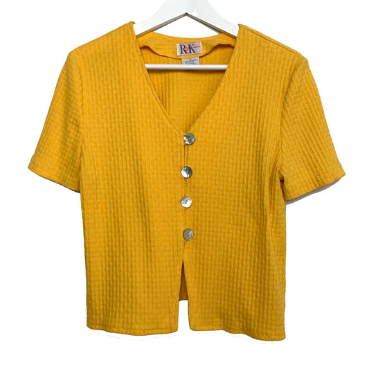 90s R&K Originals Yellow Cropped Blouse Shell button Down 10