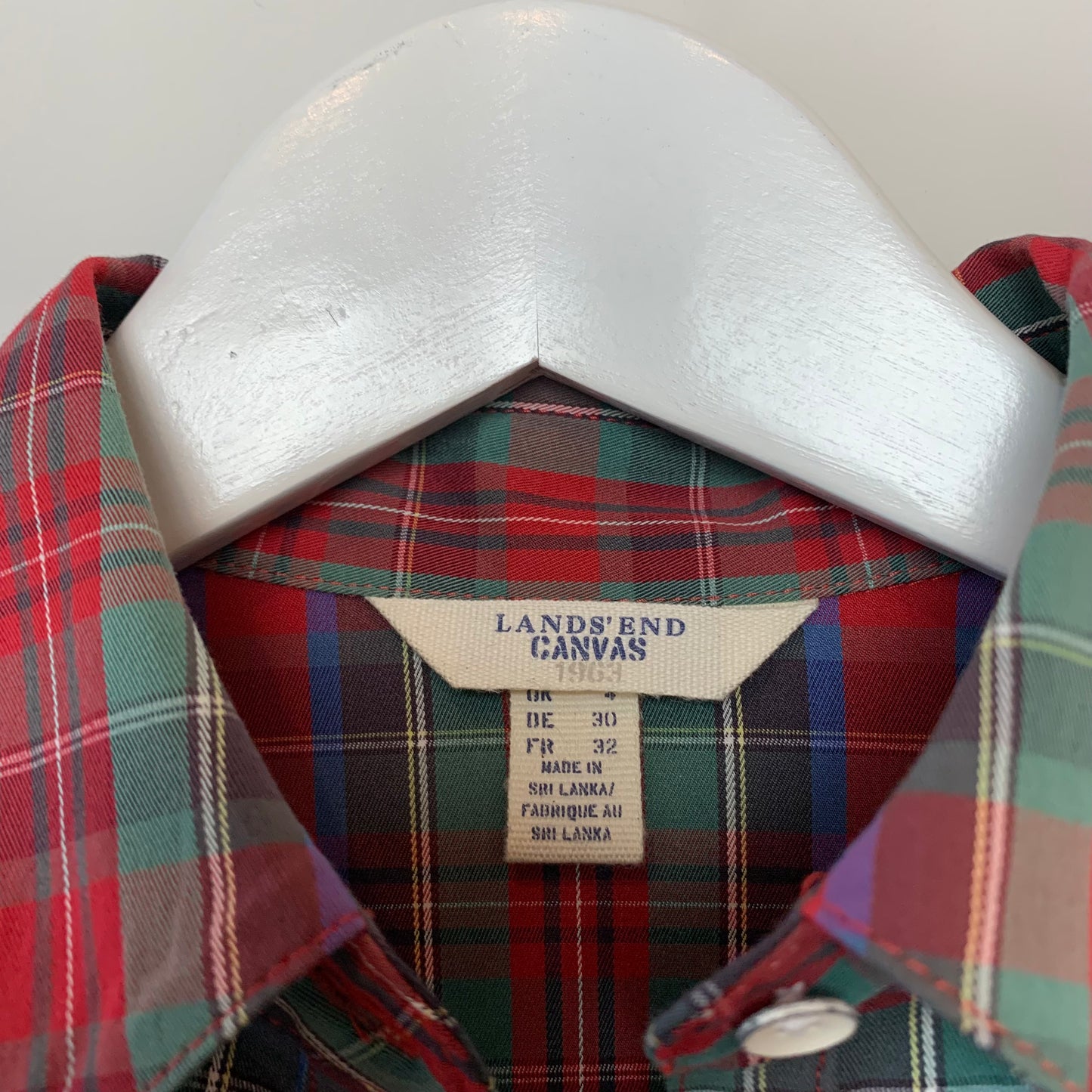 Lands' End Canvas Red Plaid Tartan Shirt Dress 0