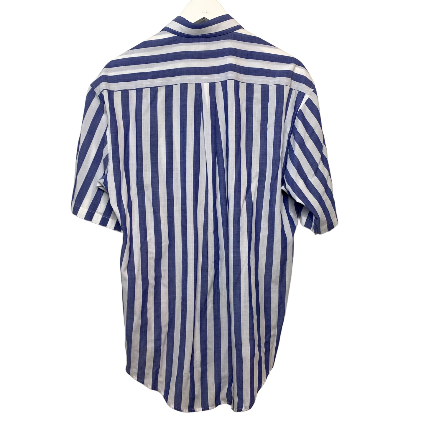 Vintage Sir William Blue and White Striped Short Sleeve Button Down Collared Shirt Medium