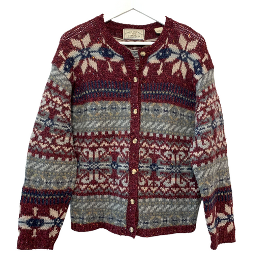 Vintage 90s American Eagle Cardigan Sweater Fair Isle Medium