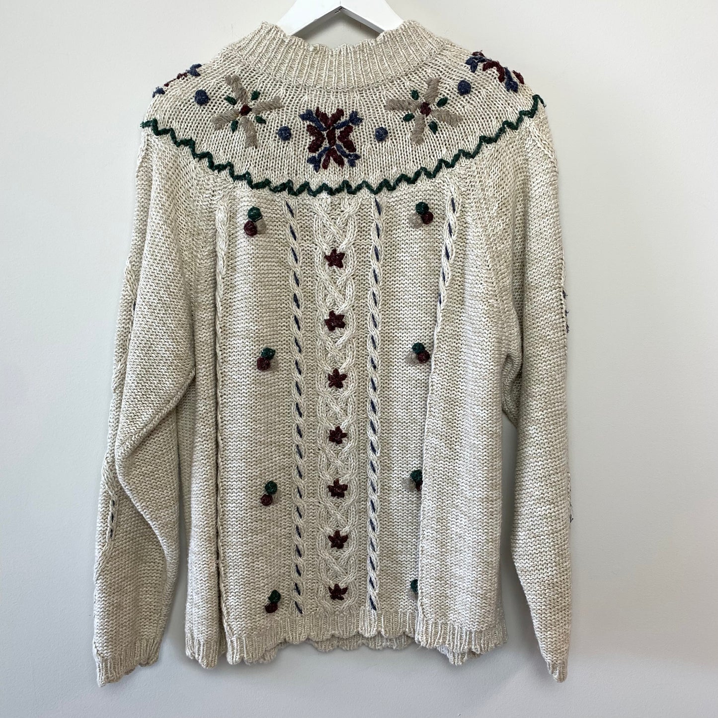 80s 90s i.c. isaacs Sweater Chunky Knit Neutral Large