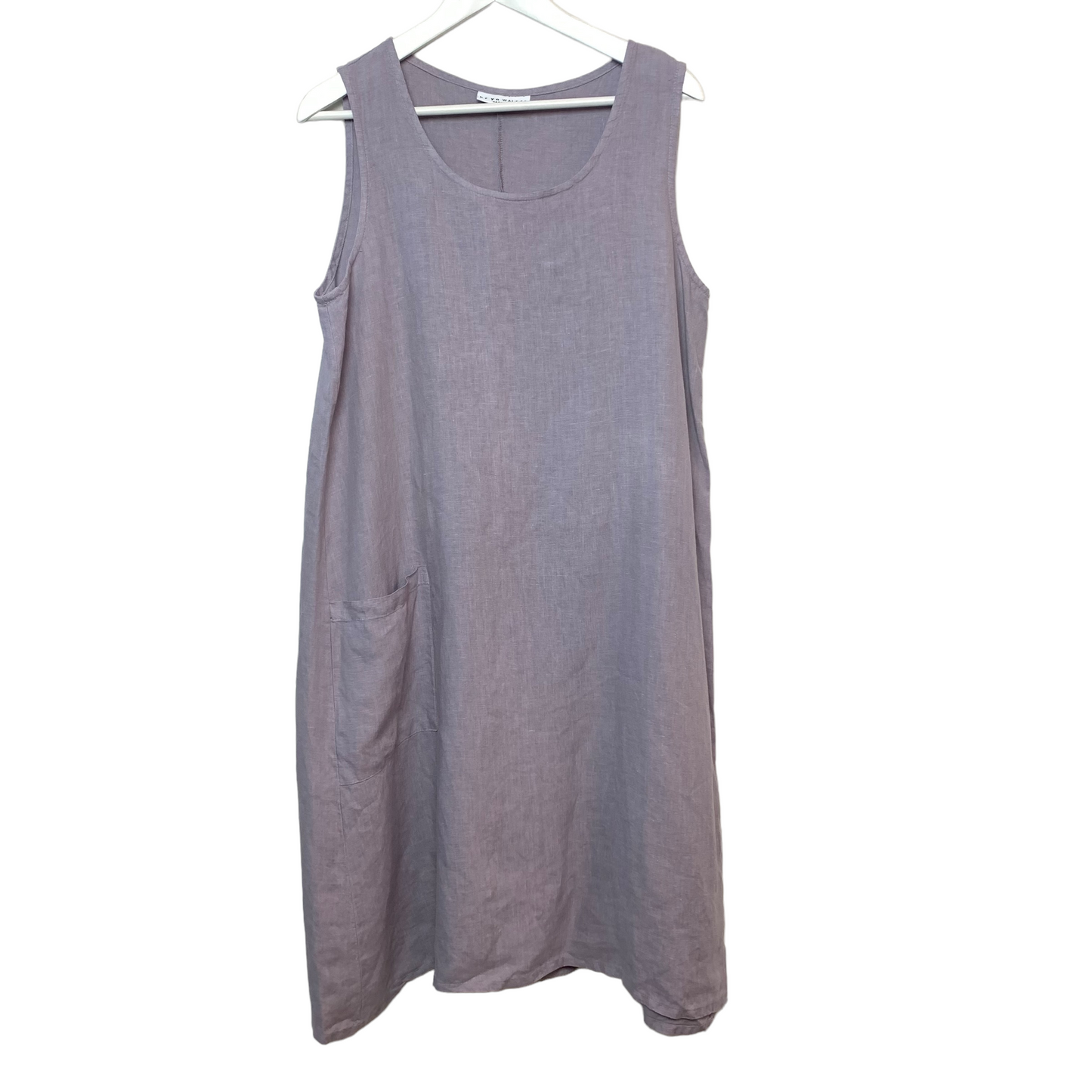 Bryn Walker Linen Dress Lavender Purple Gray Midi Dress Made in the USA