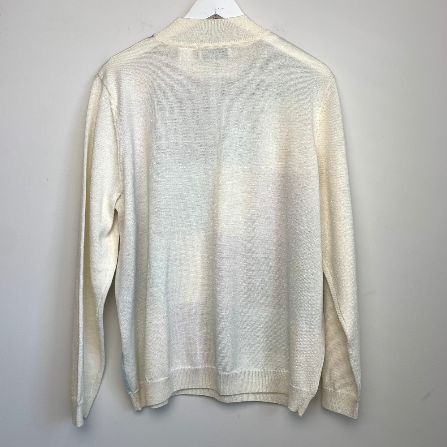 Alfred Dunner Patchwork Pastel Beaded Floral Mock Neck Sweater Knit Size XL