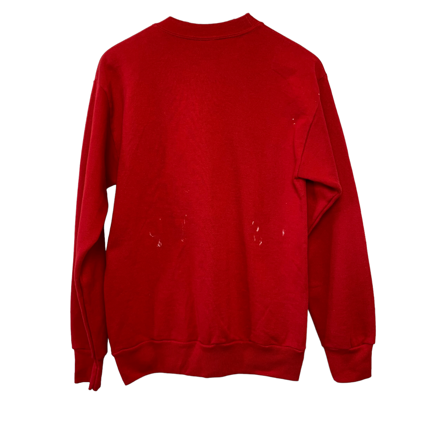 Vintage 90s Signal Sports Cat and Snowman Red Puff Paint Winter Sweatshirt Medium