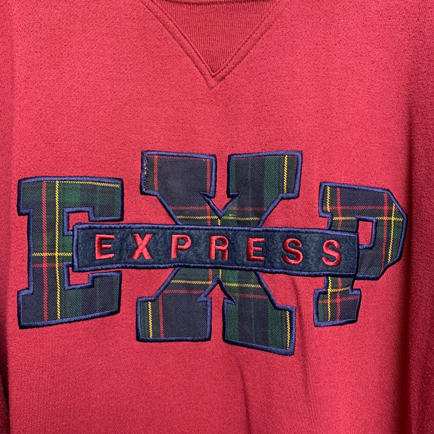 Vintage 90s Express Red Sweatshirt Large Plaid